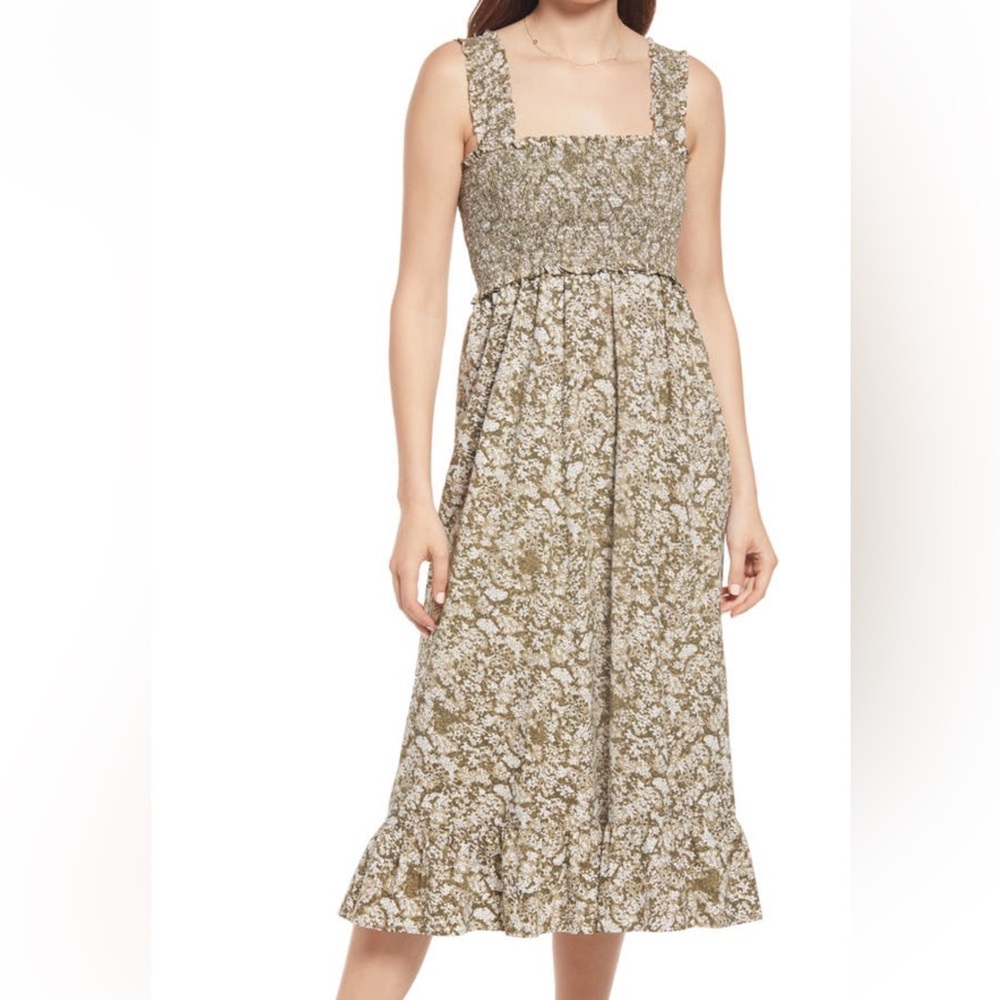 NWT Rails Rumi Smocked Floral Print Midi Dress Size Small